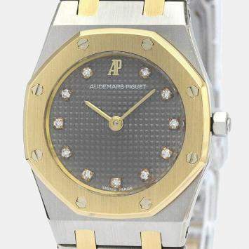Pre Owned Audemars Piguet Grey 18K Yellow Gold And Stainless Steel Royal Oak Women's Wristwatch 26 mm