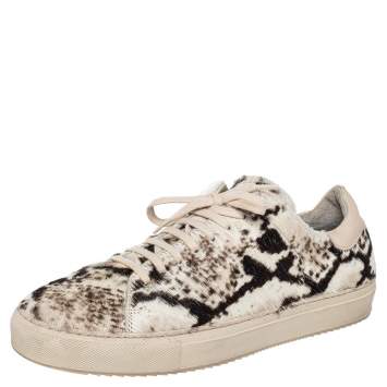 Pre Owned Axel Arigato Beige/Brown Pony Hair And Leather Low Top Sneakers Size 41