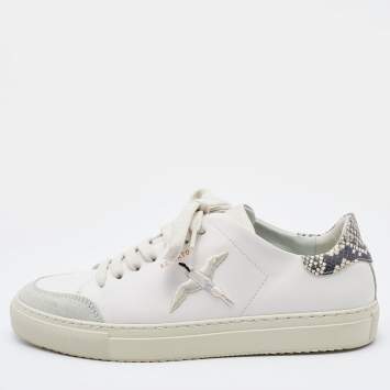 Pre Owned Axel Arigato White Leather Clean 90 Bird Embroidered Low Top Sneakers Size 39