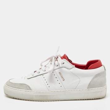 Pre Owned Axel Arigato White/Red Leather and Suede Dunk Low Top Sneakers Size 38