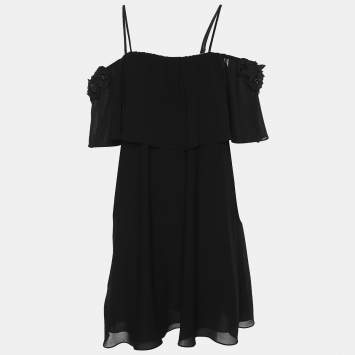Pre Owned Badgley Mischka Black Crepe Top M