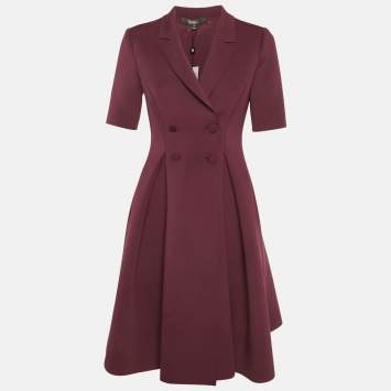 Pre Owned فستان ميني مزدوج الصدر بادغلي ميشكا نيوبرين خمري متوسط