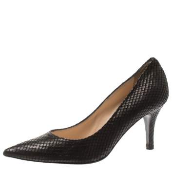 Pre Owned Baldinini Black Python Embossed Leather Pointed Toe Pumps Size 40