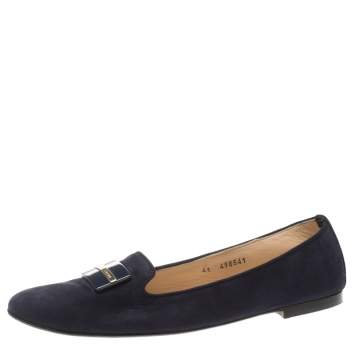 Pre Owned Baldinini Navy Blue Nubuck Smoking Slippers Size 41