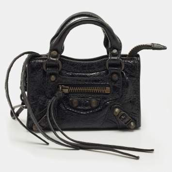 Pre Owned Balenciaga Black Leather Le City Micro Bag Charm