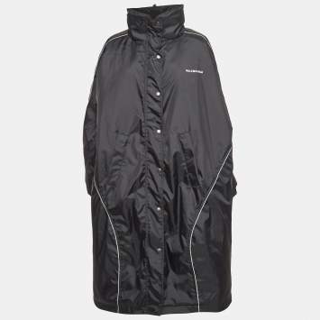 Pre Owned Balenciaga Black Synthetic Oversized Hooded Parka Jacket S