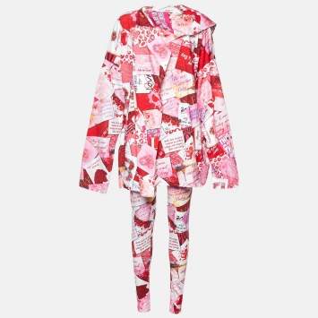 Pre Owned Balenciaga Multicolor Graphic Print Knit Top and Leggings Set XL