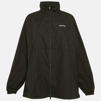 Pre Owned Balenciaga Black Cotton Oversized Zip-Up Jacket S