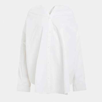 Pre Owned Balenciaga White Cotton Knotted Vareuse Shirt S