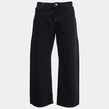 Pre Owned Balenciaga Black Stonewash Denim Wide Leg  Jeans L