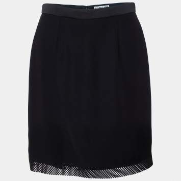 Pre Owned Balenciaga Black Jersey Laser Cut Detail Mini Skirt S