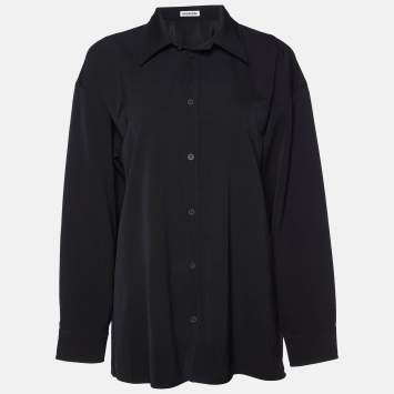 Pre Owned Balenciaga Black Wool Button Front Oversized Shirt XS