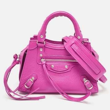 Pre Owned Balenciaga Pink Leather Mini Neo Classic City Tote
