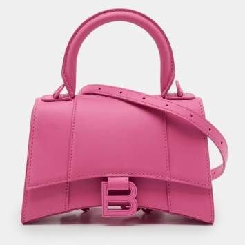Pre Owned Balenciaga Pink Leather XS Hourglass Top Handle Bag