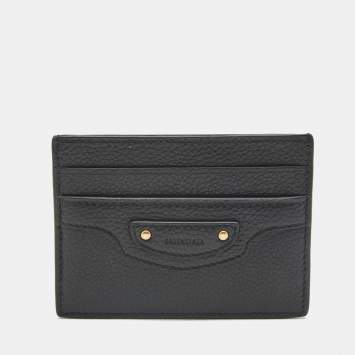 مملوكة مسبقًا Balenciaga Neo Classic Black Leather Card Holder