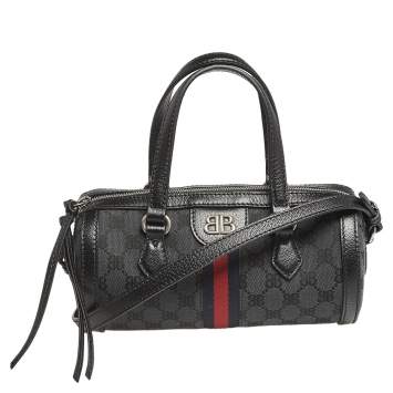 Pre Owned Balenciaga x Gucci Black Canvas and Leather The Hacker Project Boston Bag