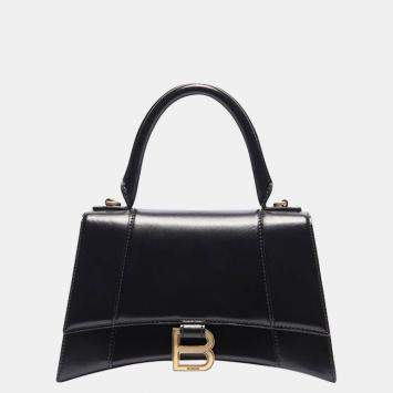 Pre Owned Balenciaga Black Leather Small Hourglass Top Handle Bag Bag