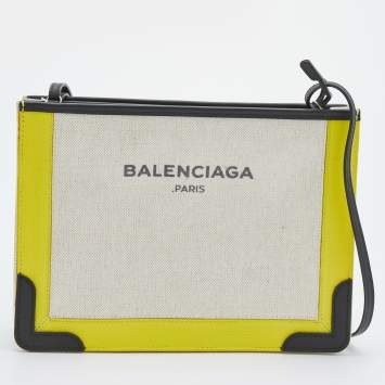 Pre Owned Balenciaga Tri-Color Canvas And Leather Pouch Crossbody Bag