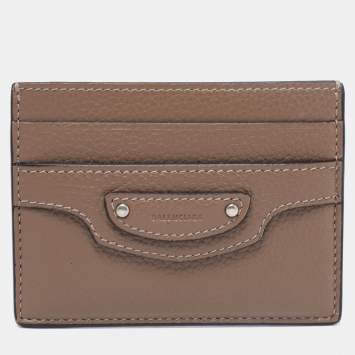 Pre Owned Balenciaga Brown Grained Leather Neo Classic Card Holder