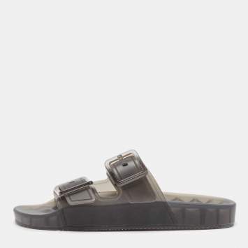 Pre Owned Balenciaga Black Rubber Mallorca Flat Sandals Size 39
