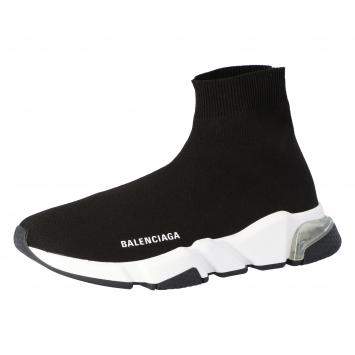 Pre Owned Balenciaga Black Knit Speed Clear Sole Sneakers Size 36