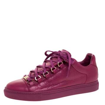 Pre Owned Balenciaga Pink Leather Arena Low Top Sneakers Size 36