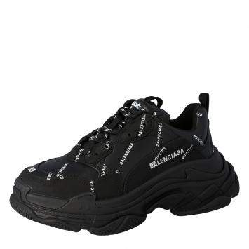 Pre Owned Balenciaga Black All Over Triple S Sneakers Size 35