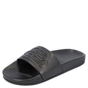 Pre Owned Balenciaga Black Piscine Flat Slides Size 39
