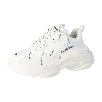 مملوكة مسبقًا Balenciaga White Triple S 'All Over Logo' Sneakers Size 36