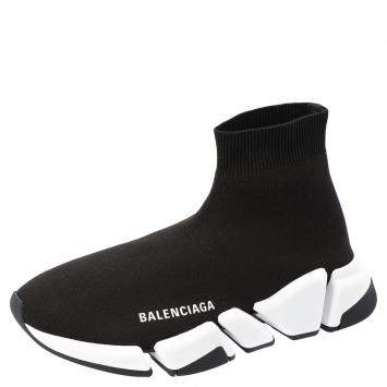 Pre Owned Balenciaga Black/White Speed 2.0 Sneakers Siz EU 38