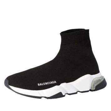 Pre Owned Balenciaga Black Knit Speed Clear Sole Sneakers Size EU 39