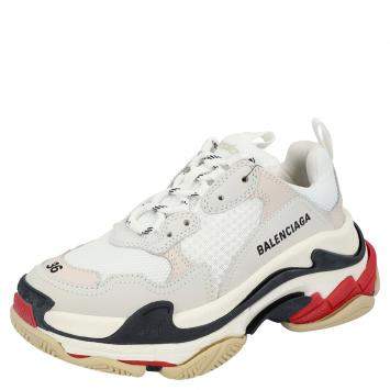 Pre Owned Balenciaga White Triple S Sneakers Size EU 38