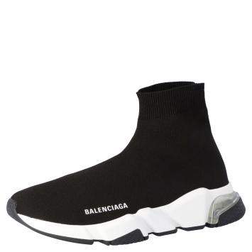 مملوكة مسبقًا Balenciaga Black/White Speed Clearsole Sneakers Size EU 36