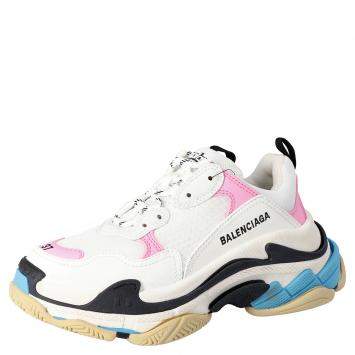 Pre Owned Balenciaga White/Multicolor Triple S Sneakers Size EU 38