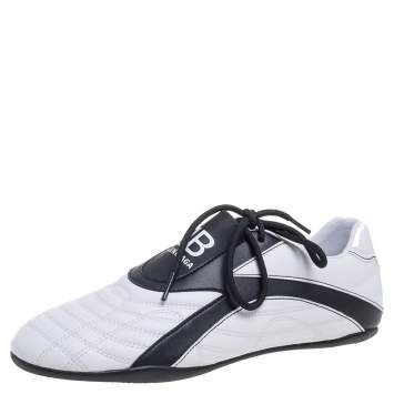 Pre Owned Balenciaga White Leather Zen Paneled Sneakers Size 38