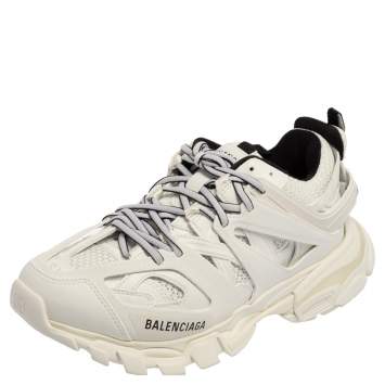 Pre Owned Balenciaga White Mesh And Leather Track Low Top Sneakers 39