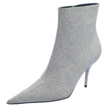 Pre Owned Balenciaga Grey Glitter  Booties Size 41