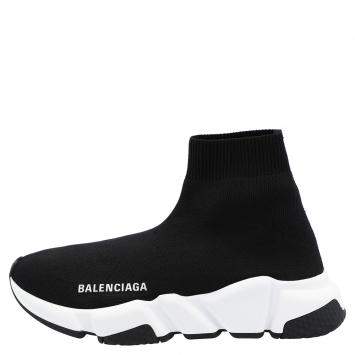Pre Owned Balenciaga Black/White Women's Speed Recycled Sneaker EU 40