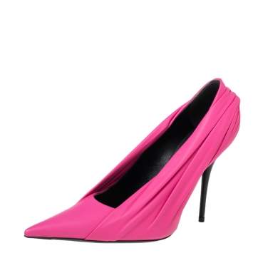 Pre Owned Balenciaga Pink/Black Leather Knife Pointed Toe Pumps Size 40