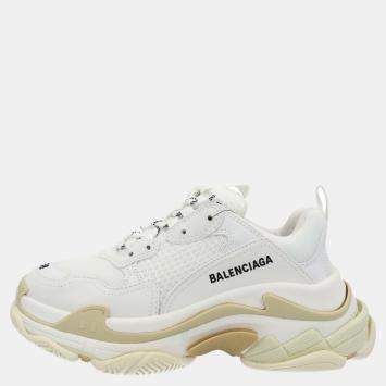 Pre Owned Balenciaga White Triple S Sneakers Size EU 38