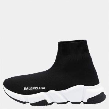 Pre Owned Balenciaga Black/White Speed Recycled Sneakers Size EU 39
