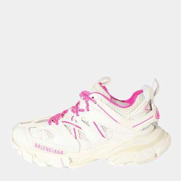 Pre Owned Balenciaga White/Fluo Pink Wmns Track Sneaker EU 37