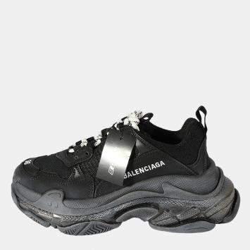 Pre Owned Balenciaga Black Wmns Triple S Trainer Clear Sole Sneaker EU 36