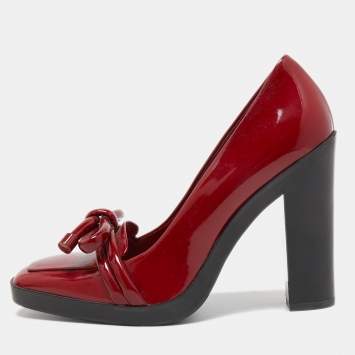 مملوكة مسبقًا Balenciaga Red Patent Leather Loafer Pumps Size 37