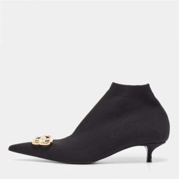 Pre Owned Balenciaga Black  Knife Fabric Ankle Boots Size 38