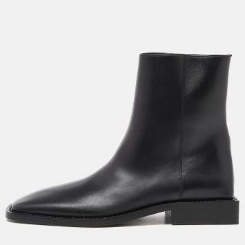 Pre Owned Balenciaga Black Leather Ankle Boots Size 38.5