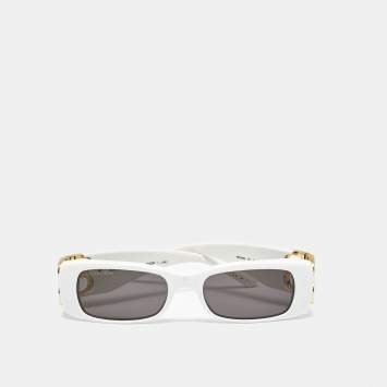 Pre Owned Balenciaga White/Black Dynasty BB0096S Rectangle Sunglasses