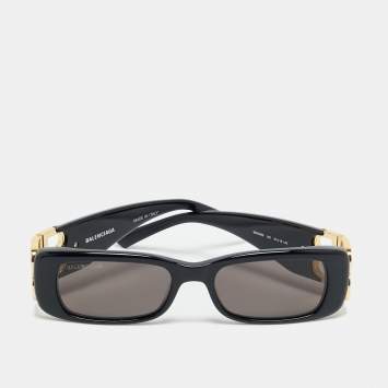 Pre Owned Balenciaga Black BB0096S Dynasty Rectangle Sunglasses