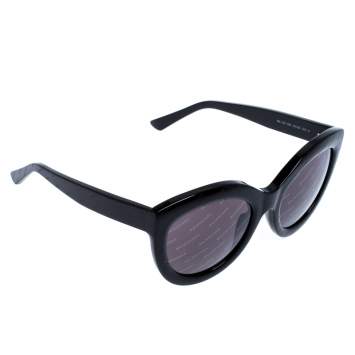 Pre Owned Balenciaga Black BA 133 Logomania Cat Eye Sunglasses