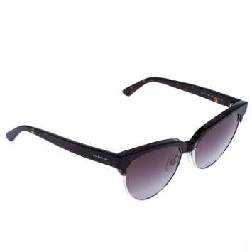 Pre Owned Balenciaga Brown Tortoise Gradient BA 127 Half Rim Cat Eye Sunglasses